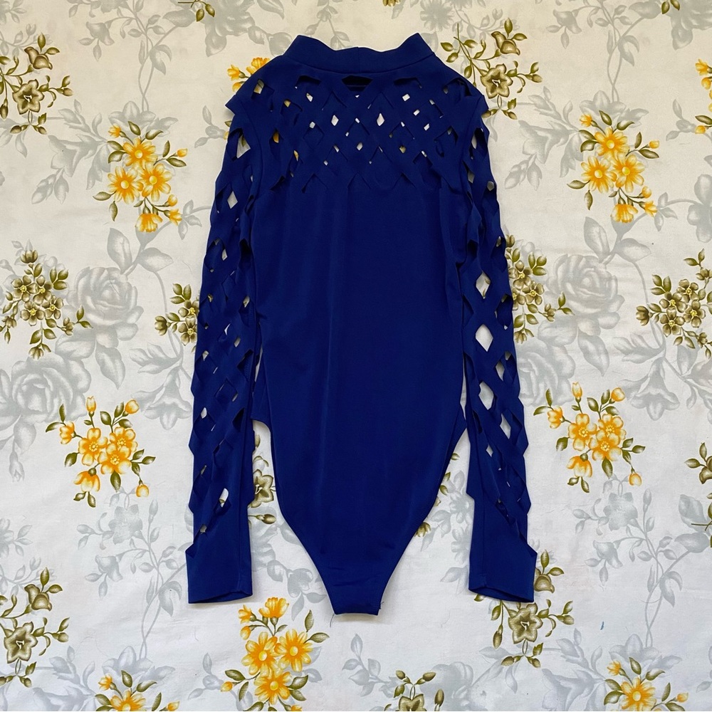 Shein Size M Cobalt Blue Long Sleeve Bodysuit - Picture 7 of 10
